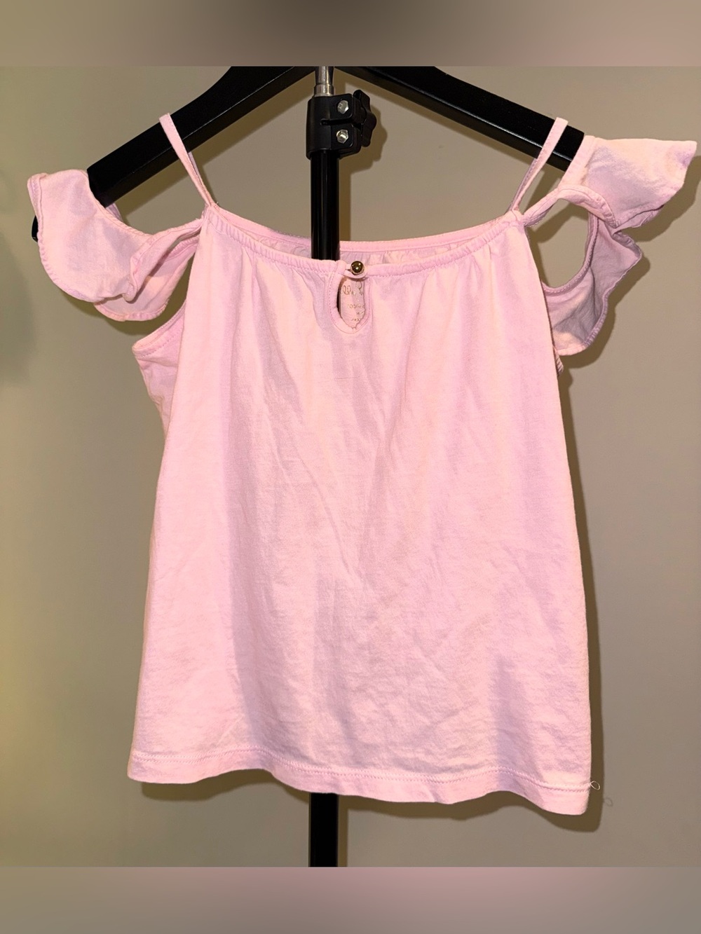 Lilly Pulitzer girls pink cold shoulder top with ruffle sleeves, size 6/7